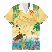 Hawaiian Alohawaii Family Matching Long Sleeve Bodycon Dress and Hawaiian Shirt Tropical Plants and Animals on The Beach LT03 Dad's Shirt - Short Sleeve Multicolor - Polynesian Pride