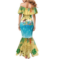 Hawaiian Alohawaii Family Matching Mermaid Dress and Hawaiian Shirt Tropical Plants and Animals on The Beach LT03 - Polynesian Pride