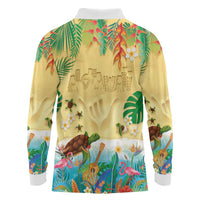 Hawaiian Alohawaii Long Sleeve Polo Shirt Tropical Plants and Animals on The Beach LT03 - Polynesian Pride