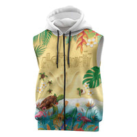 Hawaiian Alohawaii Sleeveless Zip Hoodie Tropical Plants and Animals on The Beach LT03 Multicolor - Polynesian Pride