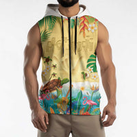 Hawaiian Alohawaii Sleeveless Zip Hoodie Tropical Plants and Animals on The Beach LT03 - Polynesian Pride