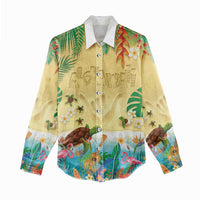 Hawaiian Alohawaii Women Casual Shirt Tropical Plants and Animals on The Beach LT03 - Polynesian Pride
