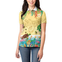 Hawaiian Alohawaii Women Polo Shirt Tropical Plants and Animals on The Beach LT03 - Polynesian Pride