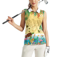 Hawaiian Alohawaii Women Sleeveless Polo Shirt Tropical Plants and Animals on The Beach LT03 - Polynesian Pride