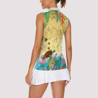 Hawaiian Alohawaii Women Sleeveless Polo Shirt Tropical Plants and Animals on The Beach LT03 - Polynesian Pride