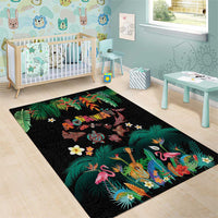 Hawaiian Alohawaii Area Rug Tribal Sea Animals Tattoo and Tropical Plants LT03 - Polynesian Pride