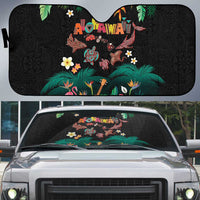 Hawaiian Alohawaii Auto Sun Shade Tribal Sea Animals Tattoo and Tropical Plants LT03 Black - Polynesian Pride