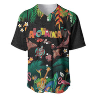 Hawaiian Alohawaii Baseball Jersey Tribal Sea Animals Tattoo and Tropical Plants LT03 Black - Polynesian Pride