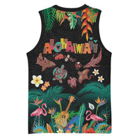 Hawaiian Alohawaii Basketball Jersey Tribal Sea Animals Tattoo and Tropical Plants LT03 - Polynesian Pride