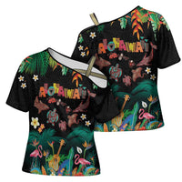 Hawaiian Alohawaii Cross Shoulder Shirt Tribal Sea Animals Tattoo and Tropical Plants LT03 - Polynesian Pride