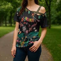 Hawaiian Alohawaii Cross Shoulder Shirt Tribal Sea Animals Tattoo and Tropical Plants LT03 - Polynesian Pride