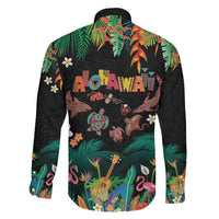 Hawaiian Alohawaii Family Matching Long Sleeve Bodycon Dress and Hawaiian Shirt Tribal Sea Animals Tattoo and Tropical Plants LT03 - Polynesian Pride