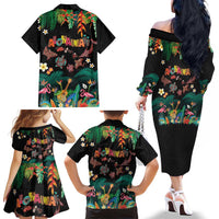 Hawaiian Alohawaii Family Matching Off The Shoulder Long Sleeve Dress and Hawaiian Shirt Tribal Sea Animals Tattoo and Tropical Plants LT03 - Polynesian Pride