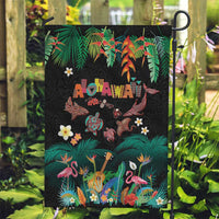 Hawaiian Alohawaii Garden Flag Tribal Sea Animals Tattoo and Tropical Plants LT03 Garden Flag Black - Polynesian Pride