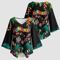 Hawaiian Alohawaii Kimono Sleeve Blouse Tribal Sea Animals Tattoo and Tropical Plants LT03 - Polynesian Pride