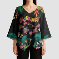 Hawaiian Alohawaii Kimono Sleeve Blouse Tribal Sea Animals Tattoo and Tropical Plants LT03 - Polynesian Pride