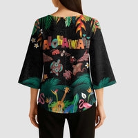 Hawaiian Alohawaii Kimono Sleeve Blouse Tribal Sea Animals Tattoo and Tropical Plants LT03 - Polynesian Pride
