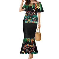 Hawaiian Alohawaii Mermaid Dress Tribal Sea Animals Tattoo and Tropical Plants LT03 Women Black - Polynesian Pride
