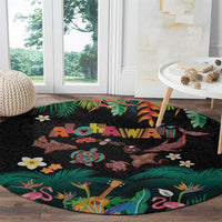 Hawaiian Alohawaii Round Carpet Tribal Sea Animals Tattoo and Tropical Plants LT03 - Polynesian Pride
