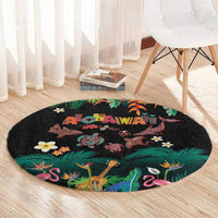 Hawaiian Alohawaii Round Carpet Tribal Sea Animals Tattoo and Tropical Plants LT03 - Polynesian Pride