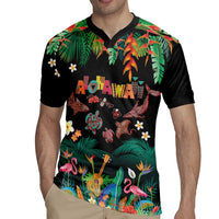 Hawaiian Alohawaii Rugby Jersey Tribal Sea Animals Tattoo and Tropical Plants LT03 - Polynesian Pride