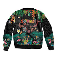 Hawaiian Alohawaii Sleeve Zip Bomber Jacket Tribal Sea Animals Tattoo and Tropical Plants LT03 - Polynesian Pride