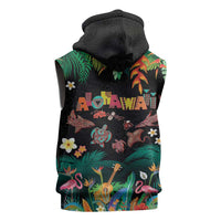 Hawaiian Alohawaii Sleeveless Zip Hoodie Tribal Sea Animals Tattoo and Tropical Plants LT03 - Polynesian Pride