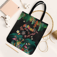 Hawaiian Alohawaii Tote Bag Tribal Sea Animals Tattoo and Tropical Plants LT03 Black Strap One Size Black - Polynesian Pride