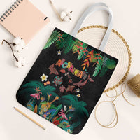 Hawaiian Alohawaii Tote Bag Tribal Sea Animals Tattoo and Tropical Plants LT03 White Strap One Size Black - Polynesian Pride