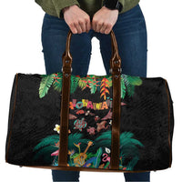 Hawaiian Alohawaii Travel Bag Tribal Sea Animals Tattoo and Tropical Plants LT03 Black - Polynesian Pride