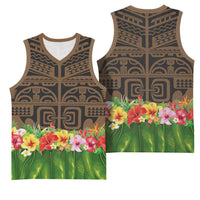 Hawaiian Hula Costume Basketball Jersey Tribal Tattoo and Tropical Plants Skirt LT03 - Polynesian Pride