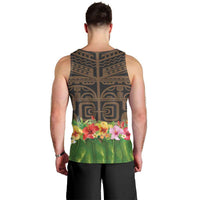 Hawaiian Hula Costume Men Tank Top Tribal Tattoo and Tropical Plants Skirt LT03 - Polynesian Pride