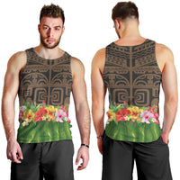 Hawaiian Hula Costume Men Tank Top Tribal Tattoo and Tropical Plants Skirt LT03 - Polynesian Pride