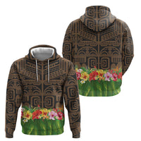Hawaiian Hula Costume Zip Hoodie Tribal Tattoo and Tropical Plants Skirt LT03 - Polynesian Pride