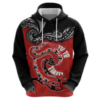 Personalised Aotearoa Toitu Te Tiriti Hoodie Taniwha Tribal Motifs LT03 - Polynesian Pride