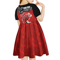 Personalised Aotearoa Toitu Te Tiriti Kid Short Sleeve Dress Taniwha Tribal Motifs LT03 - Polynesian Pride
