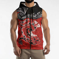 Personalised Aotearoa Toitu Te Tiriti Sleeveless Zip Hoodie Taniwha Tribal Motifs LT03 - Polynesian Pride