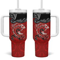 Aotearoa Toitu Te Tiriti Tumbler With Handle Taniwha Tribal Motifs