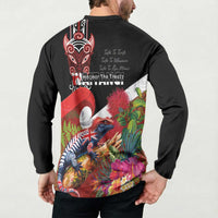 Aotearoa Toitu Te Tiriti Button Sweatshirt Waitangi-Honour The Treaty NZ Tuatara and Plants