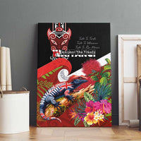 Aotearoa Toitu Te Tiriti Canvas Wall Art Waitangi-Honour The Treaty NZ Tuatara and Plants LT03 - Polynesian Pride