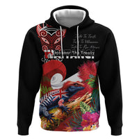 Aotearoa Toitu Te Tiriti Hoodie Waitangi-Honour The Treaty NZ Tuatara and Plants LT03 Pullover Hoodie Multicolor - Polynesian Pride