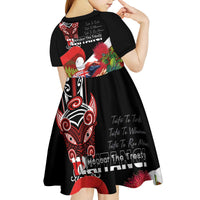 Aotearoa Toitu Te Tiriti Kid Short Sleeve Dress Waitangi-Honour The Treaty NZ Tuatara and Plants LT03 - Polynesian Pride