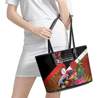 Aotearoa Toitu Te Tiriti Leather Tote Bag Waitangi-Honour The Treaty NZ Tuatara and Plants LT03 - Polynesian Pride