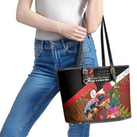 Aotearoa Toitu Te Tiriti Leather Tote Bag Waitangi-Honour The Treaty NZ Tuatara and Plants LT03 - Polynesian Pride