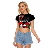 Aotearoa Toitu Te Tiriti Raglan Cropped T Shirt Waitangi-Honour The Treaty NZ Tuatara and Plants LT03 Female Multicolor - Polynesian Pride