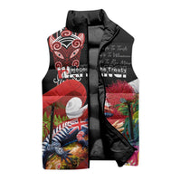 Aotearoa Toitu Te Tiriti Sleeveless Puffer Jacket Waitangi-Honour The Treaty NZ Tuatara and Plants LT03 - Polynesian Pride