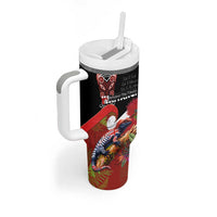 Aotearoa Toitu Te Tiriti Tumbler With Handle Waitangi-Honour The Treaty NZ Tuatara and Plants LT03 - Polynesian Pride