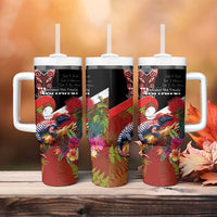 Aotearoa Toitu Te Tiriti Tumbler With Handle Waitangi-Honour The Treaty NZ Tuatara and Plants LT03 - Polynesian Pride