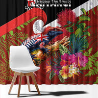 Aotearoa Toitu Te Tiriti Window Curtain Waitangi-Honour The Treaty NZ Tuatara and Plants LT03 - Polynesian Pride