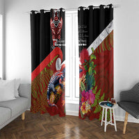 Aotearoa Toitu Te Tiriti Window Curtain Waitangi-Honour The Treaty NZ Tuatara and Plants LT03 With Grommets Multicolor - Polynesian Pride